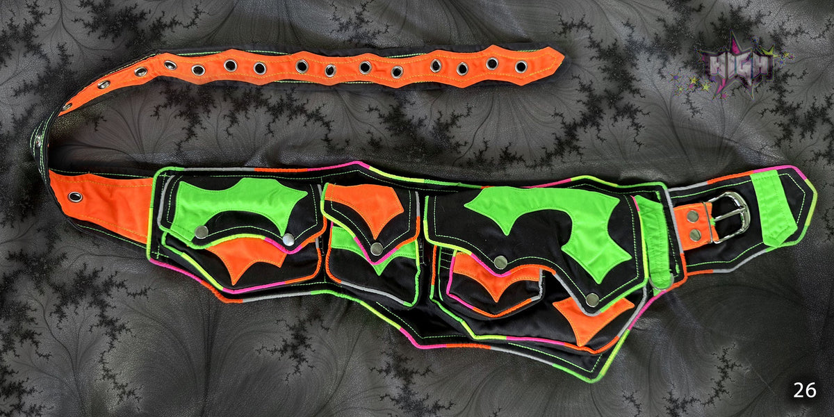 UV Rainbow neon cyber trance Goa festival pocket Belt Bag.– High ...