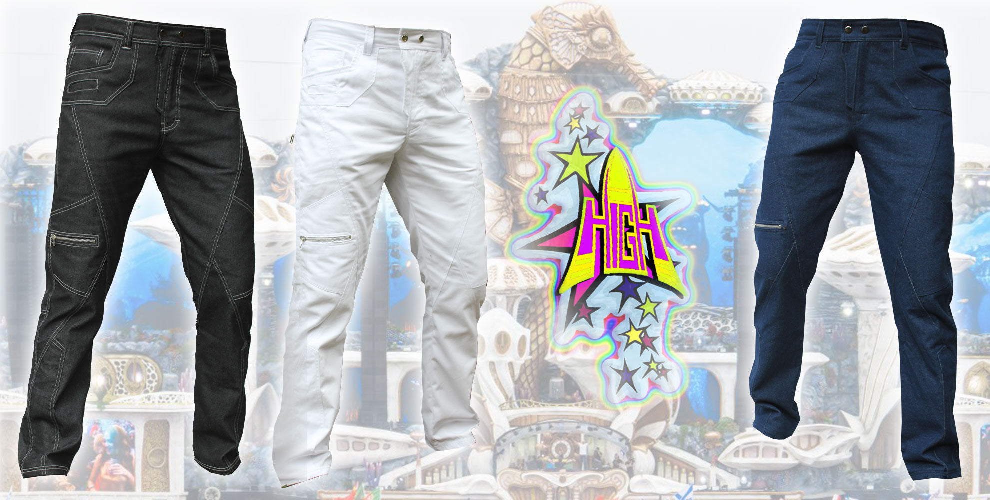 Tomorrowland Pants ☣ men's ultra cool electric power– High