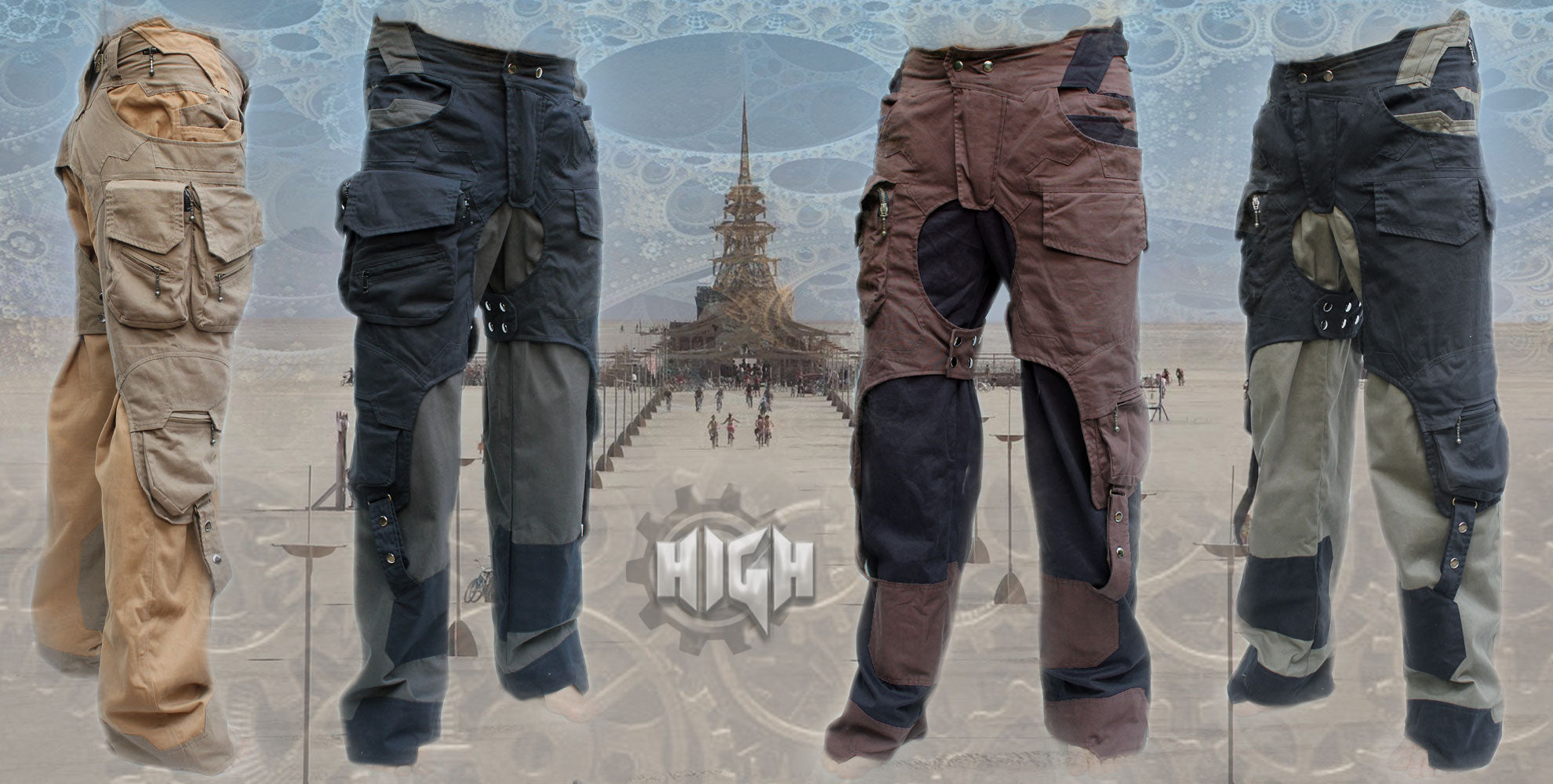 Mocker-slim Fit Double Waist Post Apocalyptic Trousers for Men and Women,  Madmax, Wasteland Fashion, Burningman Clothing, Goa Clothing 